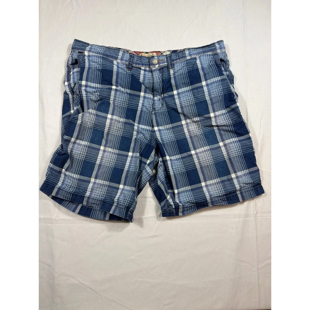 Tommy Bahama Mens Blue Plaid Cotton Relaxed Fit Shorts Size 40 T0428W